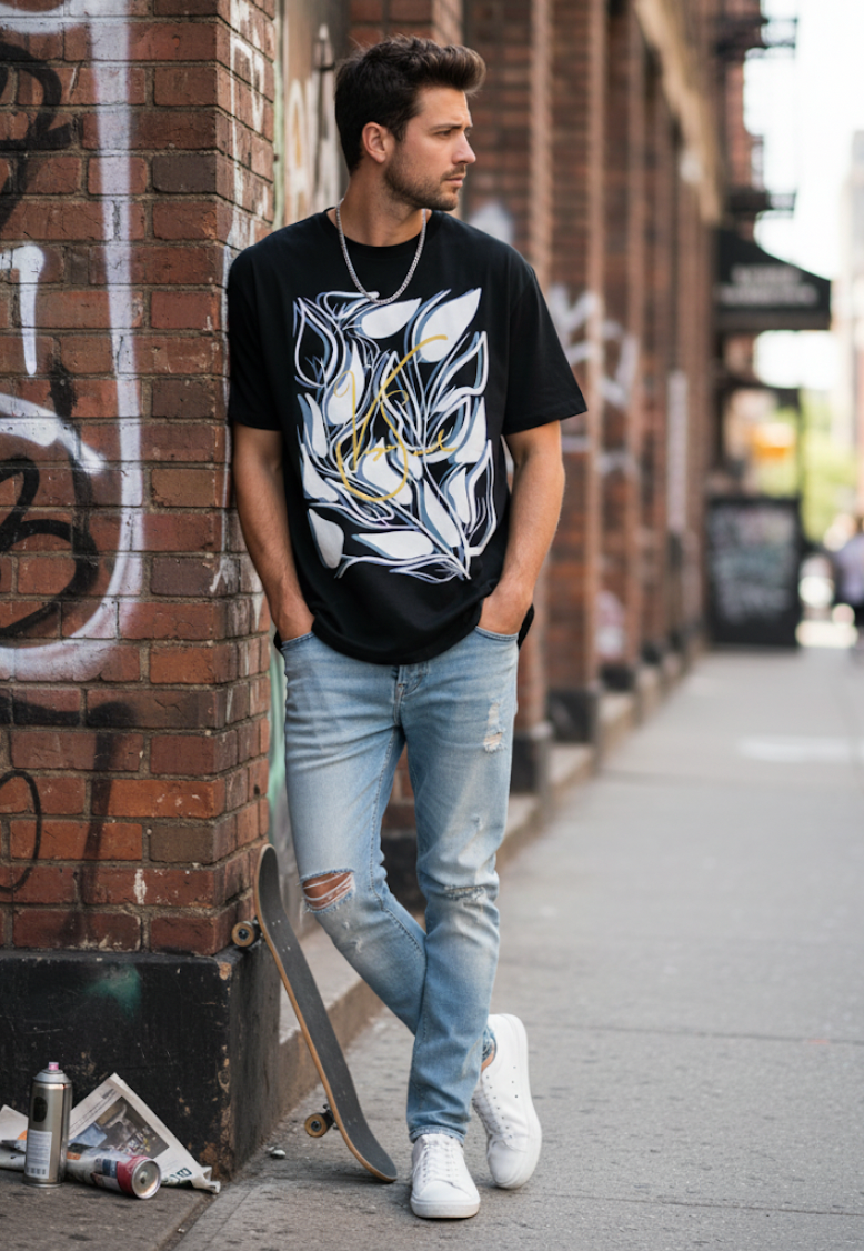 Abstract Graphic Tee Black
