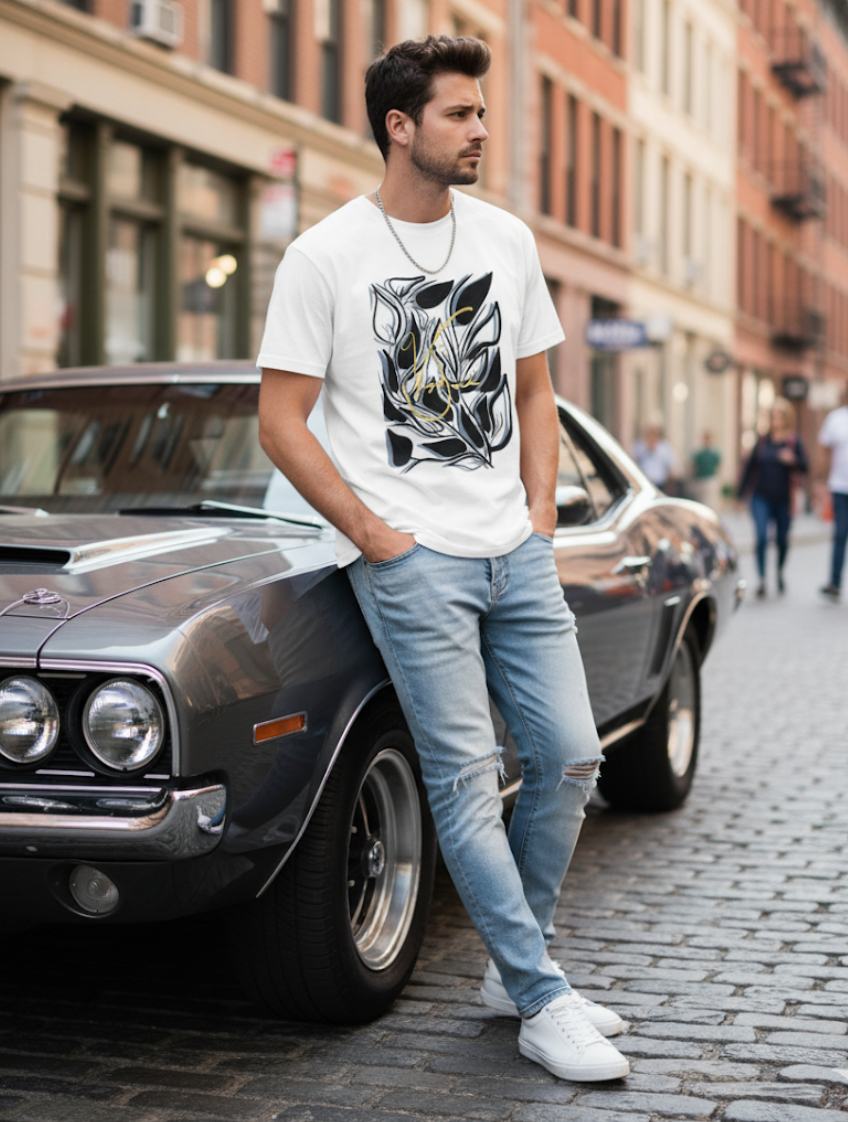 Abstract Graphic Tee White