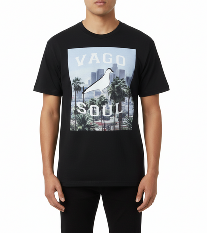 City Bird Black Graphic T Shirt