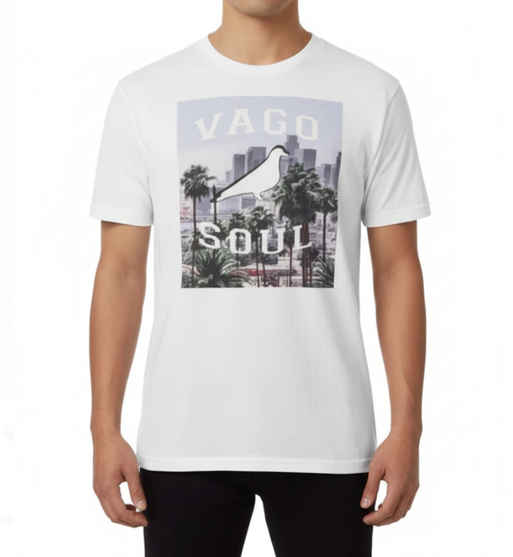 City Bird White Graphic T Shirt